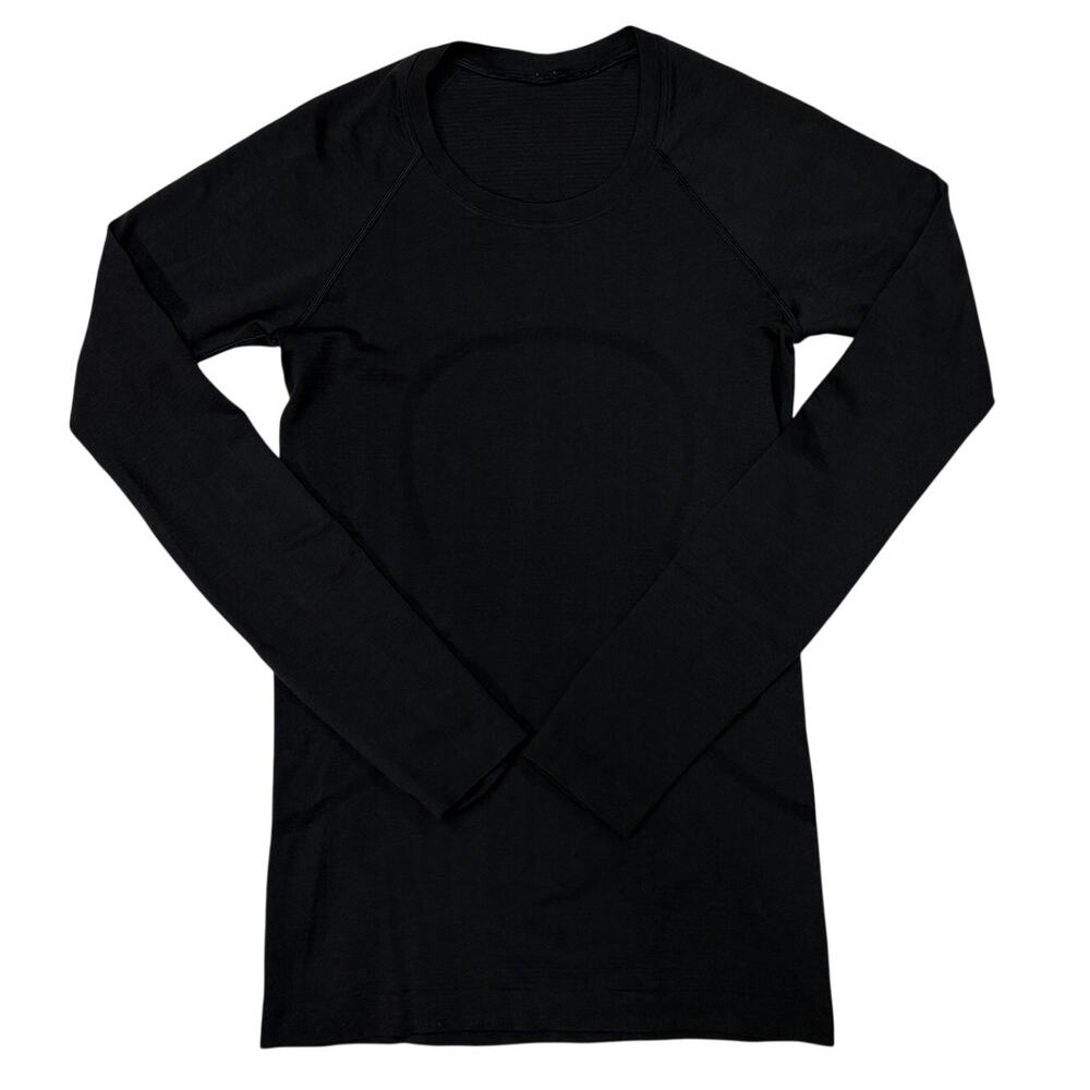 Lululemon Swiftly Tech Shirt 2.0 Women 4 Black Long Sleeve Hip Length Thumb Hole